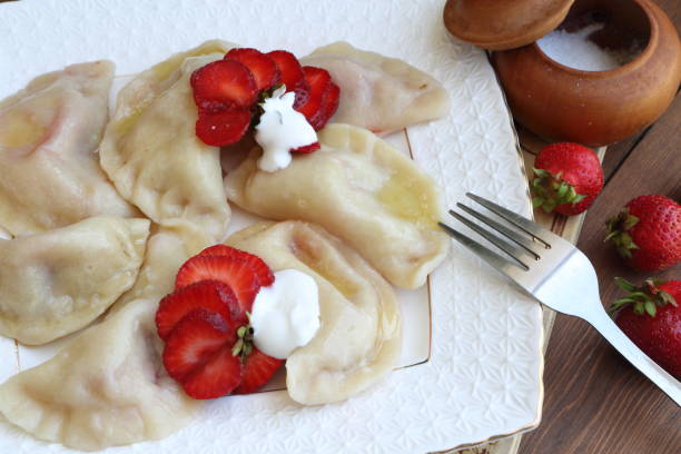 istock Still-life with dumplings with strawberry 1157105203