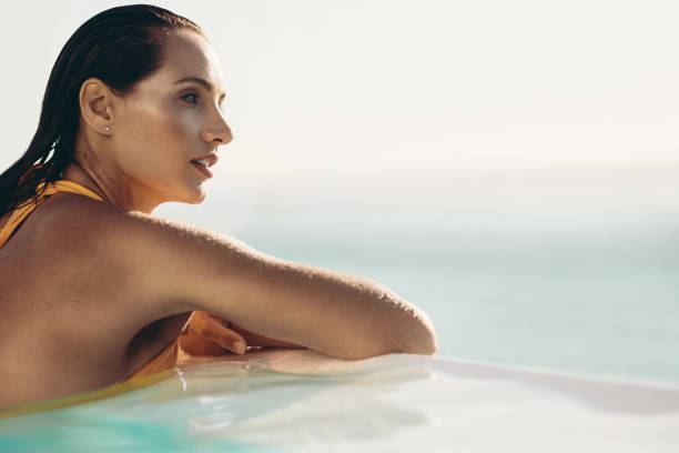 Woman diving in a beautiful turquoise water