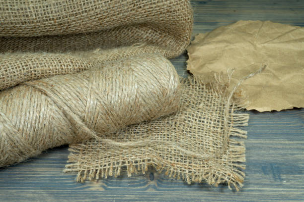 istock Jute twine, sackcloth fabric in close-up 1157110284