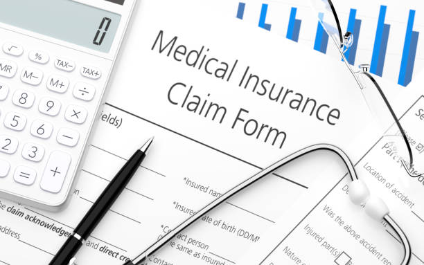 istock Healthcare insurance form with calculator 1157121655