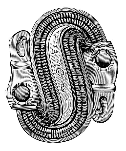 ilustrações, clipart, desenhos animados e ícones de fíbula (broche) tipo gotlandic - brooch old fashioned jewelry rococo style