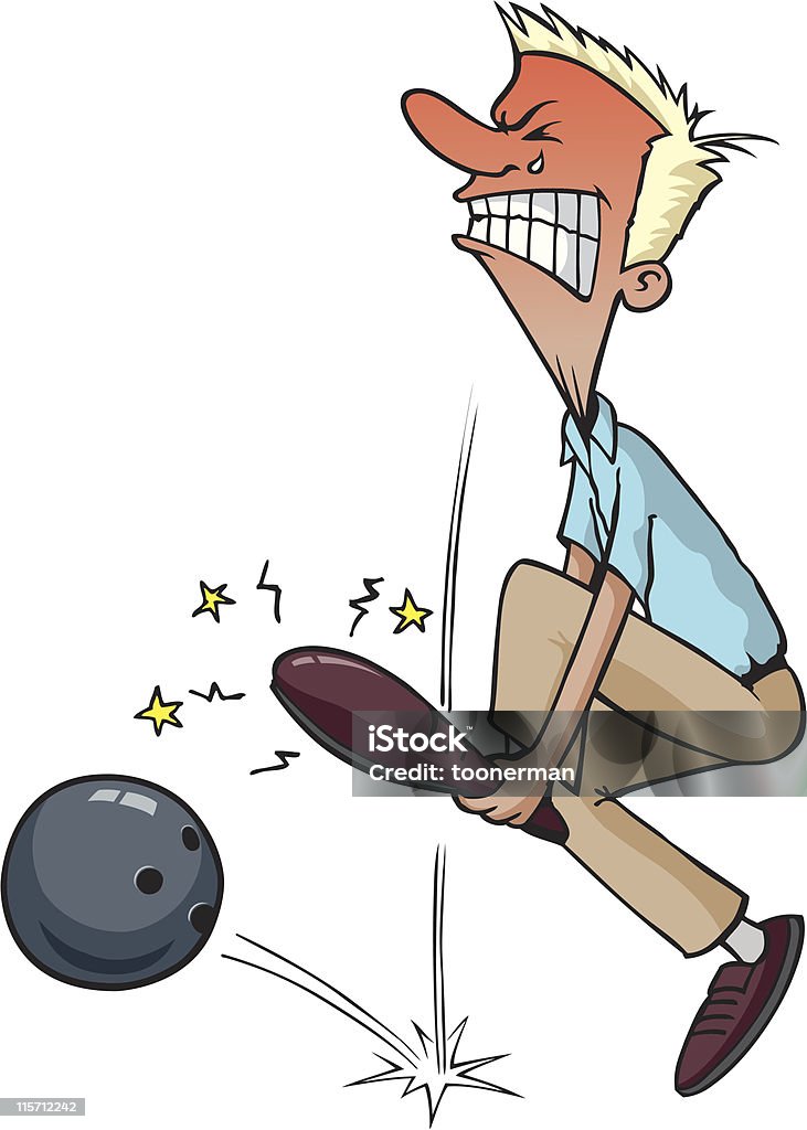 bowling injury This vector cartoon is in tremendous pain from his bowling mishap. Use him with or without the ball and as always, thank you. Cartoon stock vector