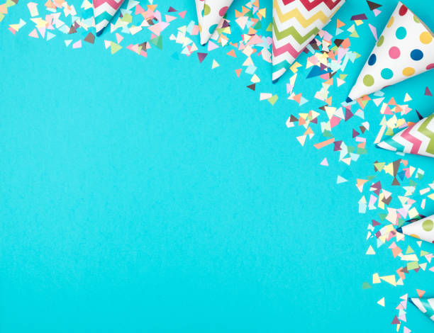istock Flat lay decoration party concept on colored background 1157122908