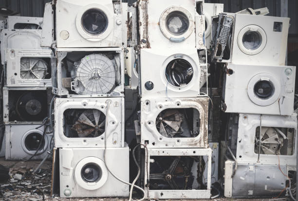 Electronics Washing machine waste old, used and obsolete electronic equipment for recycle in factory industry