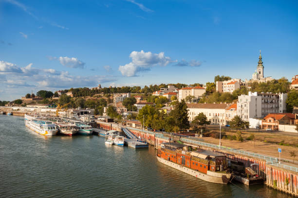 istock River boats and barges (Splavs), Sava, Belgrade 1157123459