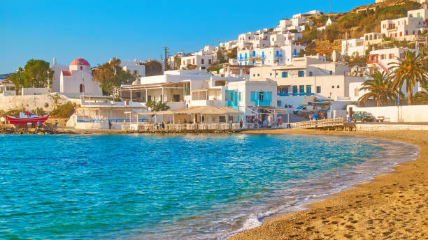 istock Waterfront and beach in Mykonos 1157124119