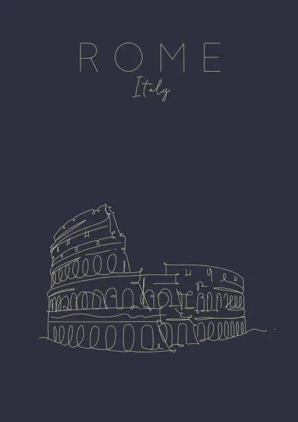 Vector illustration of Poster Rome Colosseum dark