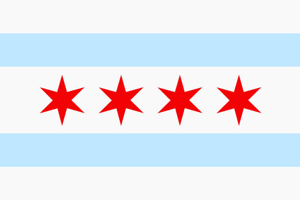 배경 그림 시카고 플래그 일리노이 미국 도시 - illinois flag stock illustrations