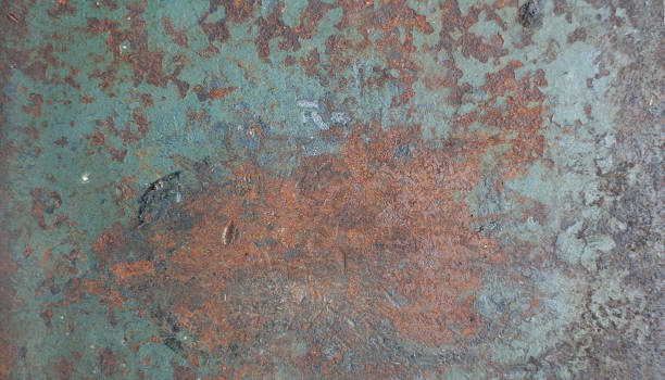 istock Colored rusty metal sheet. Old grunge metal texture or background, industrial texture for abstract Background 1157127169