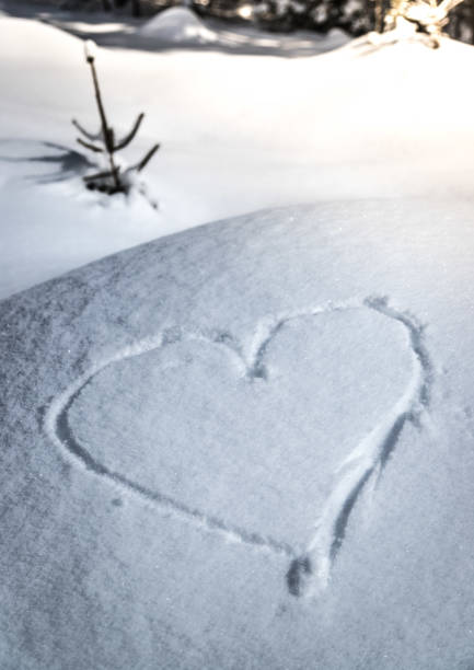 istock Shape of heart in the snow, winter 1157128379
