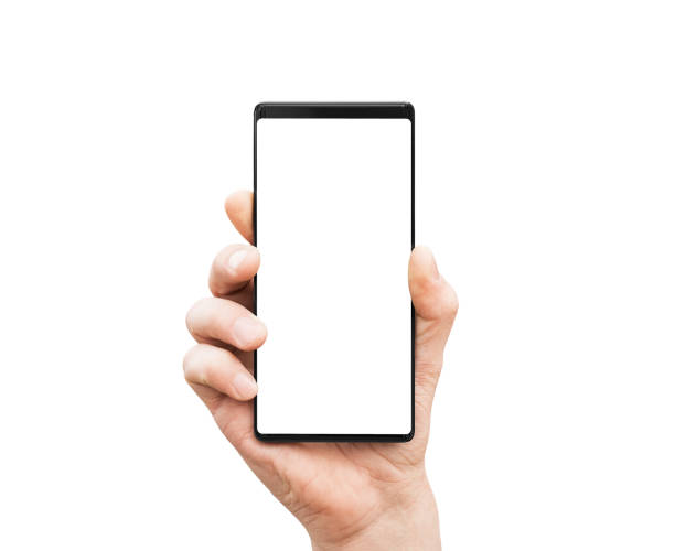 istock Man`s hand holding mobile smart phone with blank screen. 1157128541
