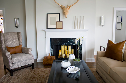 Contemporary white interior living room.