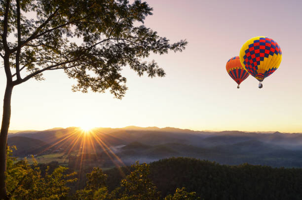 istock Colorful hot-air balloons flying 1157133146