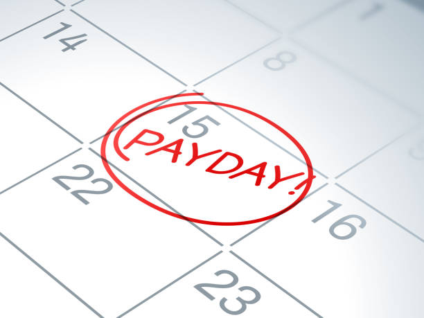 Payday Calendar Reminder Payday calendar written reminder circled. payment solution stock illustrations