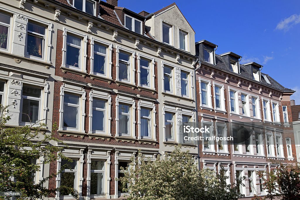 Fasada w stylu Art Nouveau budynków w Kiel, Niemcy - Zbiór zdjęć royalty-free (Architektura)