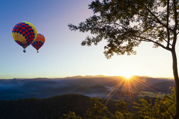 istock Colorful hot-air balloons flying 1157135058