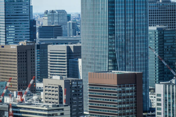 공사 중인 건물과 도쿄의 스카이라인 - 11819 뉴스 사진 이미지