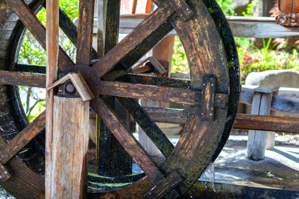 istock Waterwheel and garden in Japan 1157136214