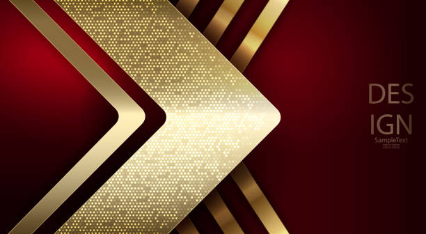 Dark Red Abstract Background With Golden Arrow With Shiny Mosaic Stock  Illustration - Download Image Now - iStock