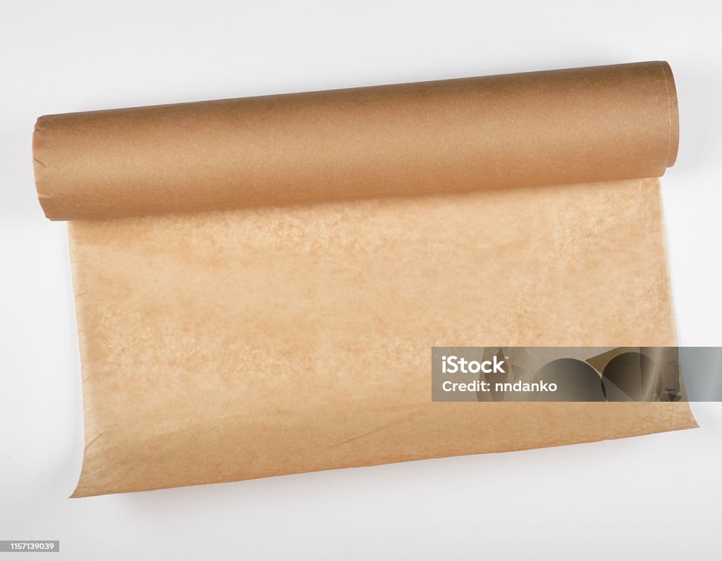 Rolled Brown Parchment Paper Roll For Baking Stock Photo