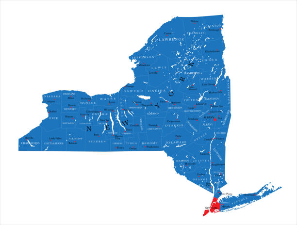 New York state political map Detailed map of New York state,in 
vector format,with county borders and major 
cities. ithaca stock illustrations