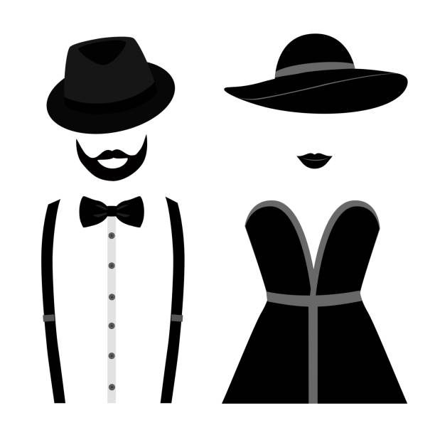 ilustrações, clipart, desenhos animados e ícones de ícone do cavalheiro e da senhora isolado no fundo branco. - shirt clothing dress elegance