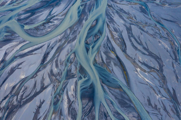 istock River bed shot from aerial view, Iceland 1157144035