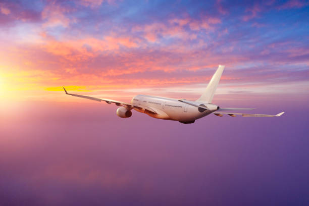 istock Passengers commercial airplane flying above clouds 1157144038