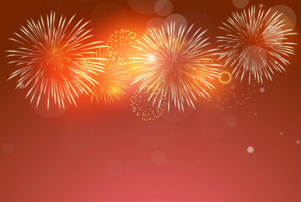 istock Fireworks on red background to celebrate on chinese new year 1157145719