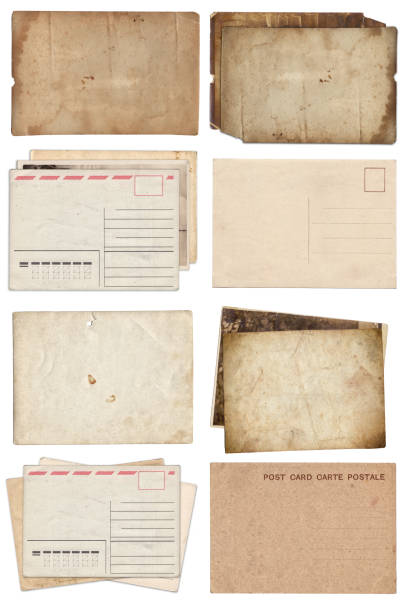 istock Set of various Old papers and postcards with scratches and stains texture isolated 1157147532