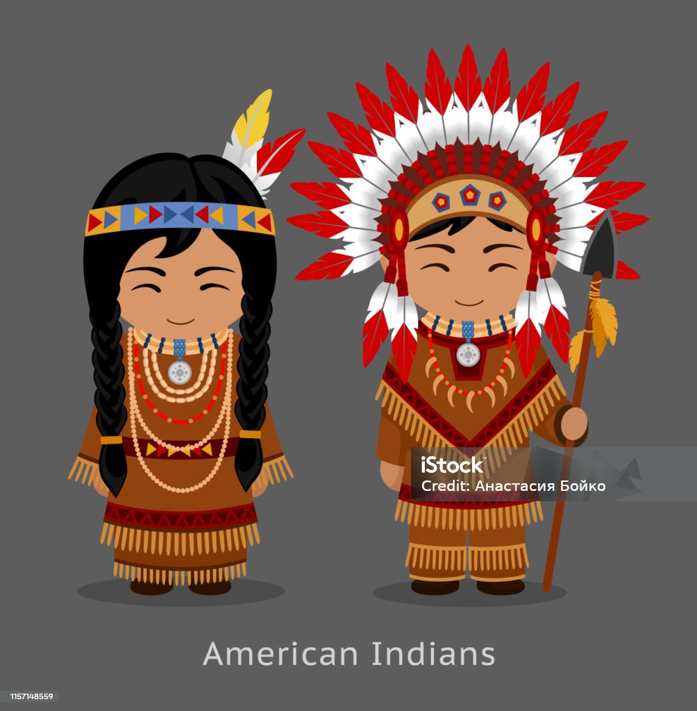 Native American Indians In National Dress Stock Illustration - Download  Image Now - Cartoon, Family, Adult - iStock