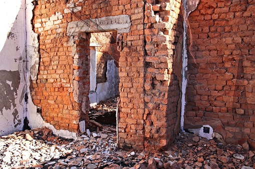 Exploded Building Aftermath A Building That Was Destroyed By A Fire Or A Bomb Explosion Concept ...