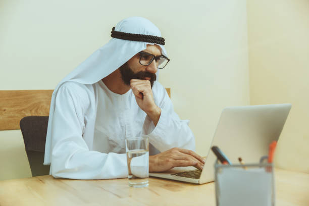 istock Arabian saudi businessman working in office 1157156427