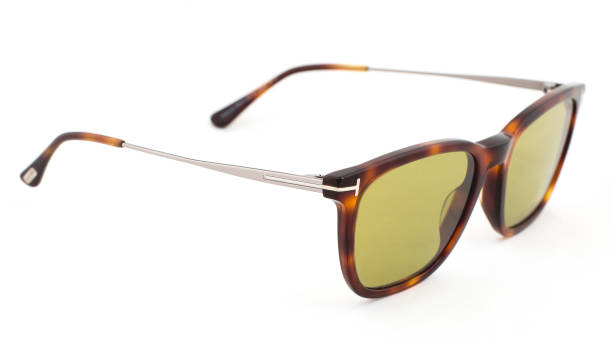 istock Yellow glasses with leopard print on a white background 1157157615