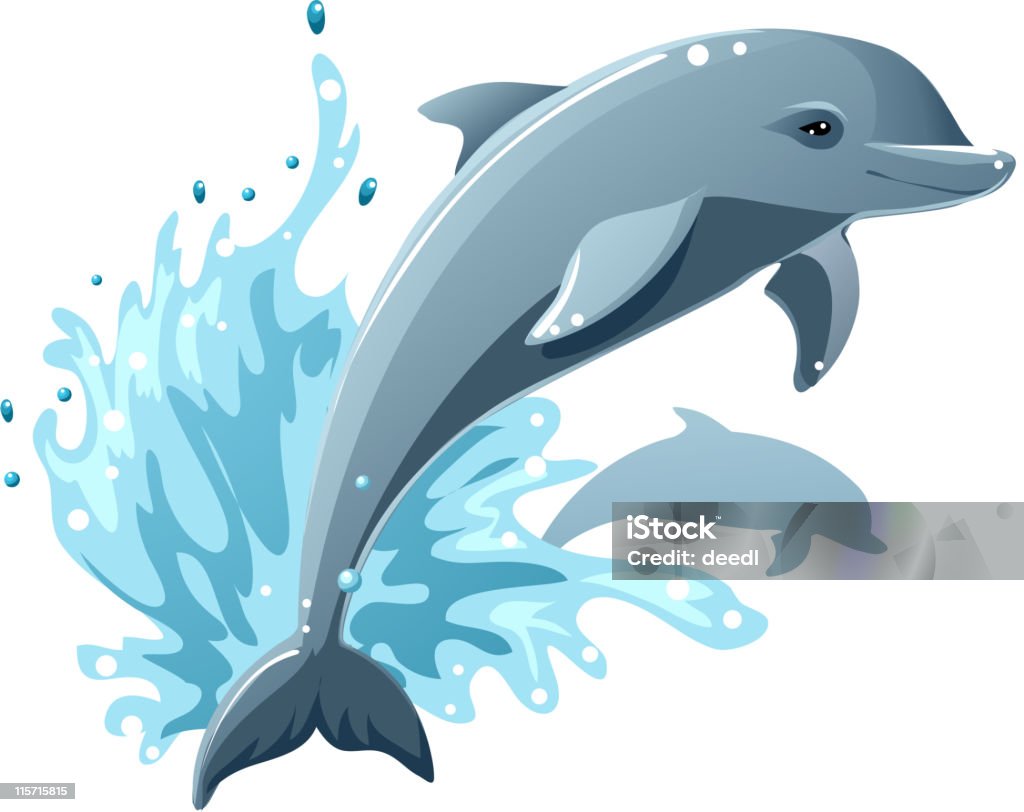 Dolphins Two dolphins in the water splashes Dolphin stock vector