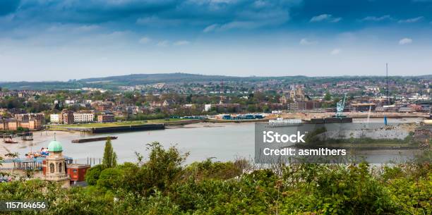Chatham And Rochester Viewed From The Heritage Park In Gillingham Stock Photo - Download Image Now