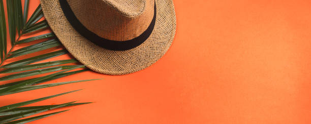 istock Vacation on the beach. Flat lay on orange coral. 1157166156