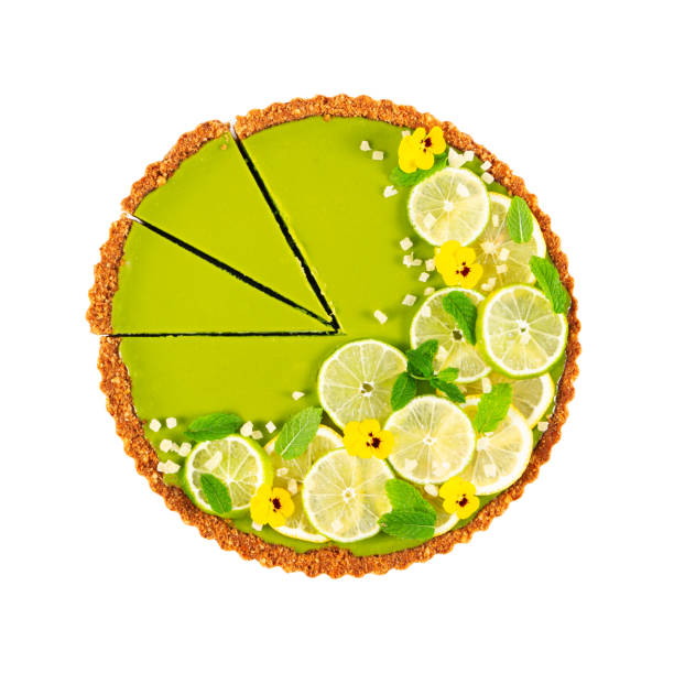 istock Cheesecake with slices of lime and lemon and fresh mint isolated on white 1157166357