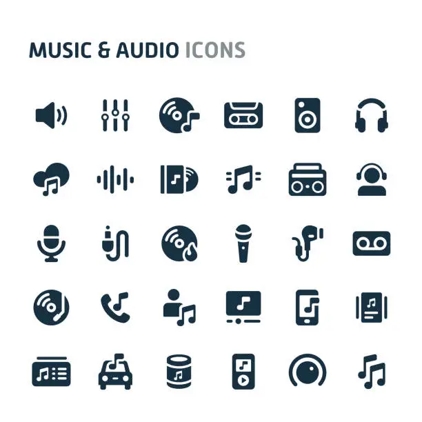 Vector illustration of Music & Audio Vector Icon Set. Fillio Black Icon Series.