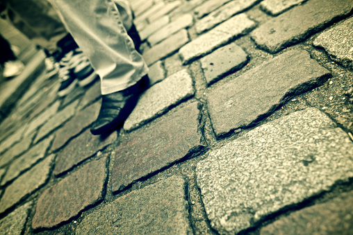 Stone floor background in Paris, France.