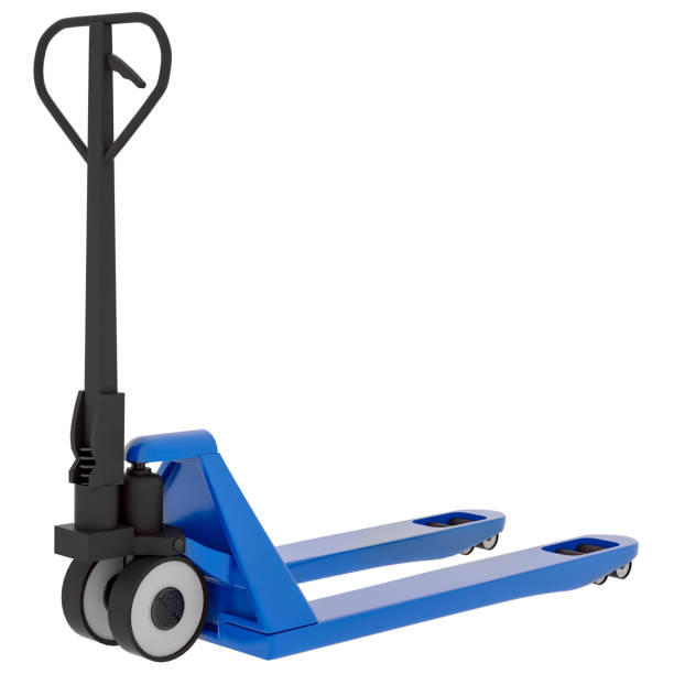 Hand pallet truck isolated on white background. 3d illustration Hand pallet truck isolated on white background. 3d illustration. pallet jack handle stock pictures, royalty-free photos & images