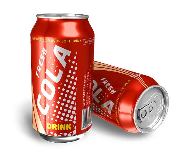 Photo of Cola drinks in metal cans