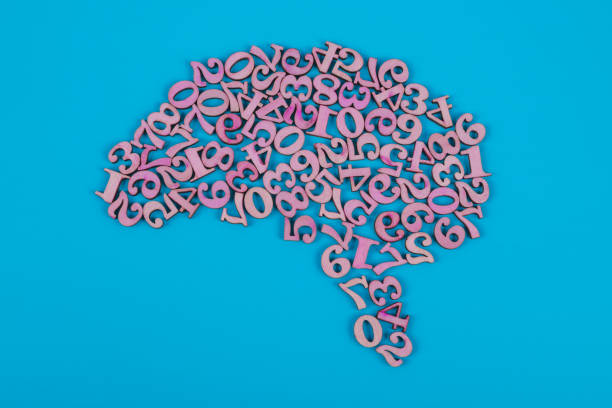 istock Brain from numbers. on blue background. Business concept, idea 1157175177