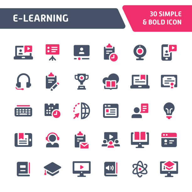 電子學習向量圖示集。 - 網上學習 幅插畫檔、美工圖案、卡通及圖標