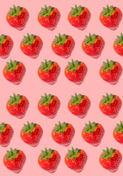 istock pattern of Ripe juicy strawberries on a red background background composition with strawberries 1157187801