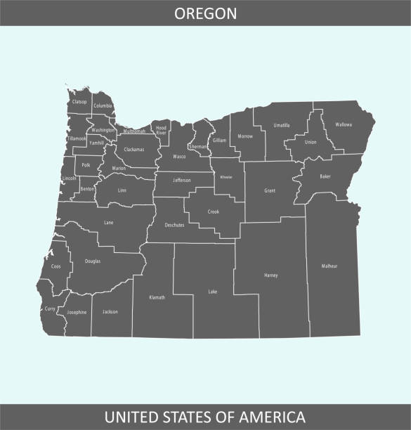 mapa hrabstw oregon - west linn stock illustrations