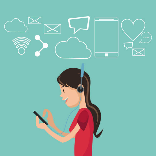 istock girl using smartphone headphones social media background 1157196568