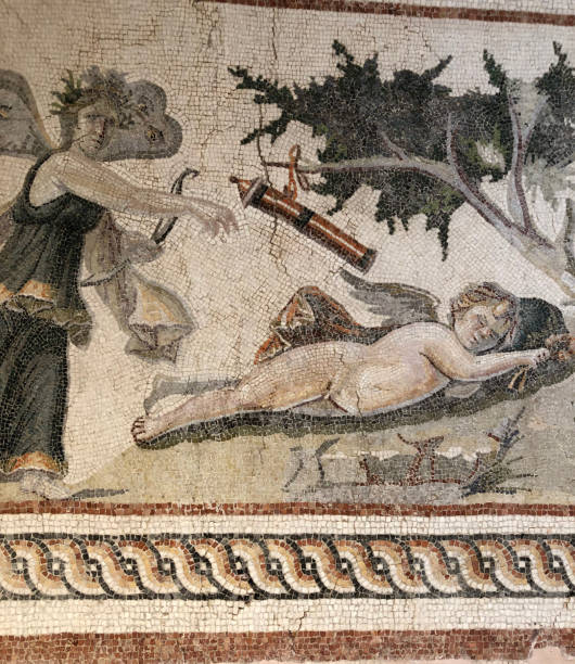 eros and psyche - mosaic greek culture mythology ancient imagens e fotografias de stock