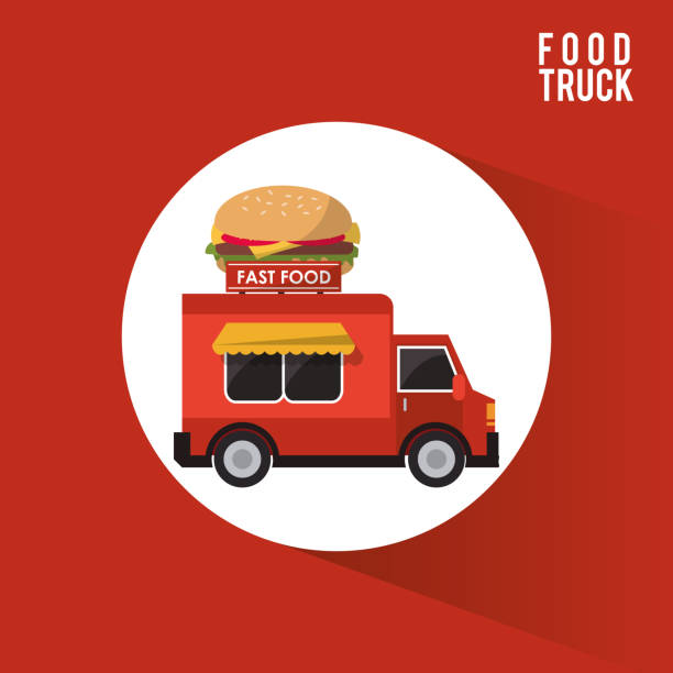 istock Colorful food truck design 1157206441
