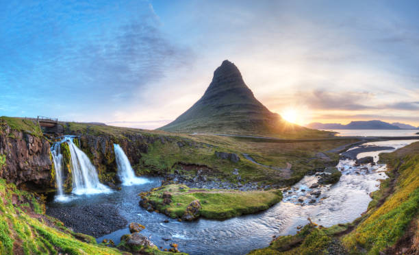 istock Kirkjufell mountain with waterfalls, Iceland 1157212762